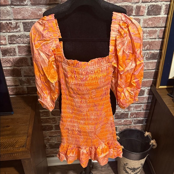 Alexis Chic Orange Smocked Mini Dress - Picture 1 of 3